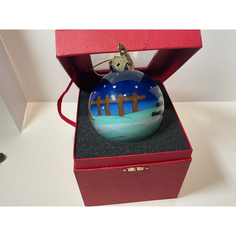 Hand Painted Christmas Ornament Snowman Scene Glass Ball‎ Ornament